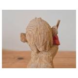 Vintage 7 1/2' Norwegian Troll Skiing theme Hand carved Wood Figurine by Henning (Norway)