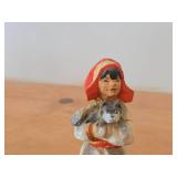 Lot of (2) Vintage Lapland Girl theme Hand carved Wood Figurines by Henning (Norway)