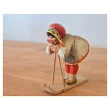 Lot of (2) Vintage Lapland Girl theme Hand carved Wood Figurines by Henning (Norway)
