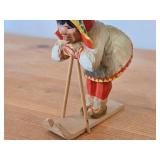 Lot of (2) Vintage Lapland Girl theme Hand carved Wood Figurines by Henning (Norway)