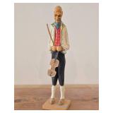 Vintage 9 1/4' Musician with Hardinger Fiddle theme Hand carved Wood Figurine (Norway) / Scandinavian Folk Art style / #857
