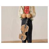 Vintage 9 1/4' Musician with Hardinger Fiddle theme Hand carved Wood Figurine (Norway) / Scandinavian Folk Art style / #857