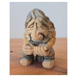 Vintage 6' Norwegian Troll theme Hand carved Wood Figurine by MLH (on bottom) (Signed) by Henning (Norway) / Folk Art style