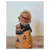 Vintage 7 1/2' Peasant Woman with Tea Kettle Troll theme Hand carved Wood Figurine by Henning Engelsen (Norway)