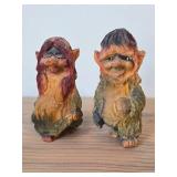 Lot of (2) Vintage 5 1/2' Troll Couple theme Hand carved Wood Figurines by Henning (Norway)