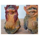 Lot of (2) Vintage 5 1/2' Troll Couple theme Hand carved Wood Figurines by Henning (Norway)