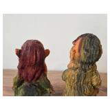 Lot of (2) Vintage 5 1/2' Troll Couple theme Hand carved Wood Figurines by Henning (Norway)
