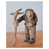 Vintage 9' Troll theme Hand carved Wood Figurine (Signed) by Asbjorn Raanaa / Norwegian Folk Art style