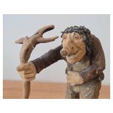 Vintage 9' Troll theme Hand carved Wood Figurine (Signed) by Asbjorn Raanaa / Norwegian Folk Art style