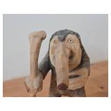 Vintage 9' Troll theme Hand carved Wood Figurine (Signed) by Asbjorn Raanaa / Norwegian Folk Art style