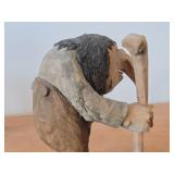 Vintage 9' Troll theme Hand carved Wood Figurine (Signed) by Asbjorn Raanaa / Norwegian Folk Art style