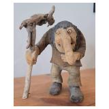 Vintage 14 1/2' Troll theme Hand carved Wood Figurine (Signed) by Asbjorn Raanaa / Authentic Norwegian Folk Art style