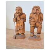Lot of (2) Vintage 7' Hand carved Wood Figurines