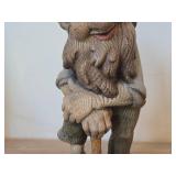 Vintage 8 3/4' Gnome theme Hand carved Hand painted Wood Figurine