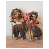 Lot of (2) Troll theme Handmade in Natural Materials Figurines by Rendalen (Signed) (1978) / Folk Art style