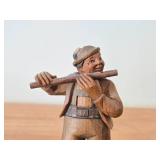 Vintage Flute Player theme Hand carved Wood Figurine by Bergmann Schnitzerei (Oberammergau Germany)