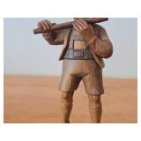 Vintage Flute Player theme Hand carved Wood Figurine by Bergmann Schnitzerei (Oberammergau Germany)