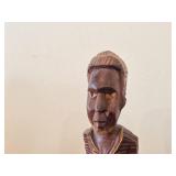 Lot of (2) Vintage African theme Handcrafted Wood Carving Sculptured Figurines