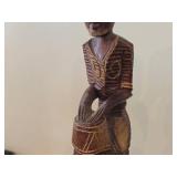 Lot of (2) Vintage African theme Handcrafted Wood Carving Sculptured Figurines