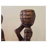Lot of (2) Vintage African theme Handcrafted Wood Carving Sculptured Figurines