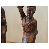 Lot of (2) Vintage African theme Handcrafted Wood Carving Sculptured Figurines