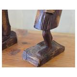 Lot of (2) Vintage African theme Handcrafted Wood Carving Sculptured Figurines