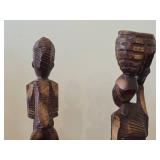 Lot of (2) Vintage African theme Handcrafted Wood Carving Sculptured Figurines