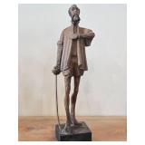 Vintage 14' Don Quixote theme Hand carved Wood Figurine by Ouro Artesania (Spain)