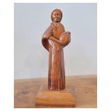 9 1/2' Woman Carrying a Jug theme Hand carved Wood Figurine