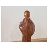 9 1/2' Woman Carrying a Jug theme Hand carved Wood Figurine