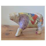 Vintage Kimekomi Patchwork Figurine of a Polar Bear in Traditional Japanese Craft From Edo Period