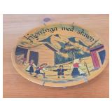 Vintage 10' Traditional Folk Song KjerringaMed Staven - The Old Woman with the Staff theme Wood Decorative Plate (Norway)