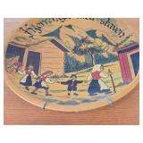 Vintage 10' Traditional Folk Song KjerringaMed Staven - The Old Woman with the Staff theme Wood Decorative Plate (Norway)