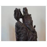 16 1/4' Chinese Hardwood Sculpture of Guanyin The Buddhist Bodhisattva of Compassion Seated on a Shishi Lion Dog / Dragon