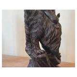 16 1/4' Chinese Hardwood Sculpture of Guanyin The Buddhist Bodhisattva of Compassion Seated on a Shishi Lion Dog / Dragon