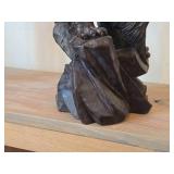16 1/4' Chinese Hardwood Sculpture of Guanyin The Buddhist Bodhisattva of Compassion Seated on a Shishi Lion Dog / Dragon