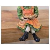 Lot of (2) Shelf Sitter Figurines by Candy Design (Norway) - Young Girl Reading a Book Made of Resin, Girl on a Shelf - Made by Carl Larson
