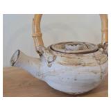 Vintage Handmade Clay Tea Pot with Bamboo Handle