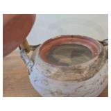 Vintage Handmade Clay Tea Pot with Bamboo Handle