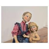 7' Porcelain Figurine of Woman Bathing a Child by Candy Design (Norway)