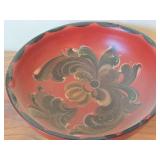Vintage Hand painted Norwegian Rosemaling Folk Art style - Bowl, Trinket Box, Apple Shaped Trinket Box