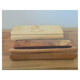 Handcrafted Cherry / Burl Wood Jewelry / Keepsake Box, Wooden Jewelry / Trinket Box with Pyrography of Girl and Doll