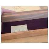 Handcrafted Cherry / Burl Wood Jewelry / Keepsake Box, Wooden Jewelry / Trinket Box with Pyrography of Girl and Doll
