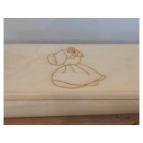 Handcrafted Cherry / Burl Wood Jewelry / Keepsake Box, Wooden Jewelry / Trinket Box with Pyrography of Girl and Doll