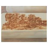 Wooden Jewelry / Trinket Box with Pyrography of Viking Ship on lid, Wooden Jewelry / Trinket Box with Pyrography of Horse Drawn Carriage
