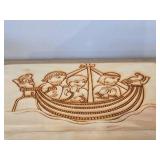 Wooden Jewelry / Trinket Box with Pyrography of Viking Ship on lid, Wooden Jewelry / Trinket Box with Pyrography of Horse Drawn Carriage