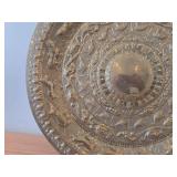 Lot of (2) Vintage Decorative Plates - Brass Embossed Wall Plate Featuring Musicians, Asian Style Brass Plate with Animal Motif