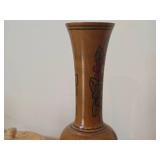 Lot of (2) Vintage Items - 10' Hand-Turned Wooden Vase, 5'x3' Handcrafted Wood Lidded Trinket Box (Norway)