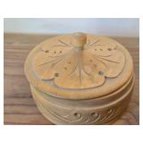 Lot of (2) Vintage Items - 10' Hand-Turned Wooden Vase, 5'x3' Handcrafted Wood Lidded Trinket Box (Norway)