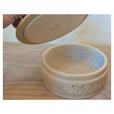 Lot of (2) Vintage Items - 10' Hand-Turned Wooden Vase, 5'x3' Handcrafted Wood Lidded Trinket Box (Norway)